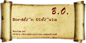 Bordán Olívia névjegykártya